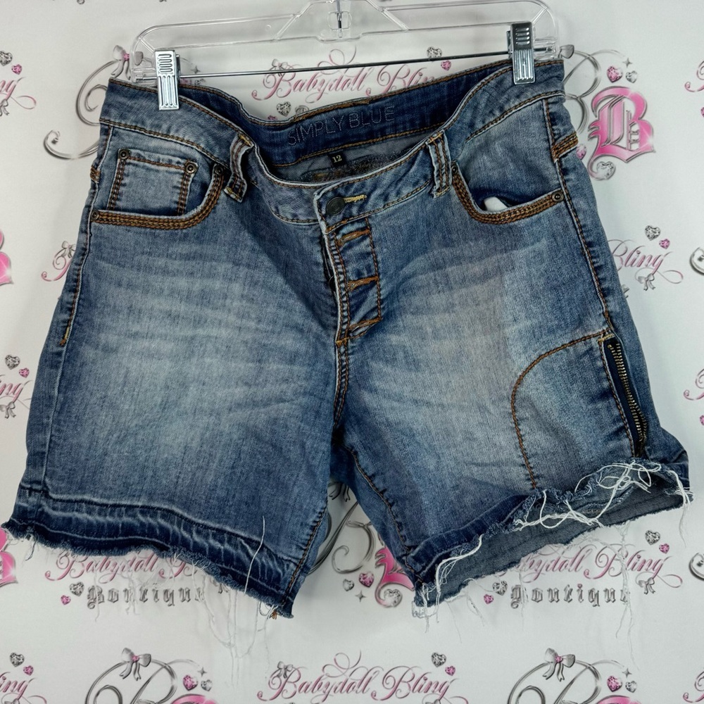 Simply blue shorts denim ripped gold brown Distressed Denim Women's Shorts
